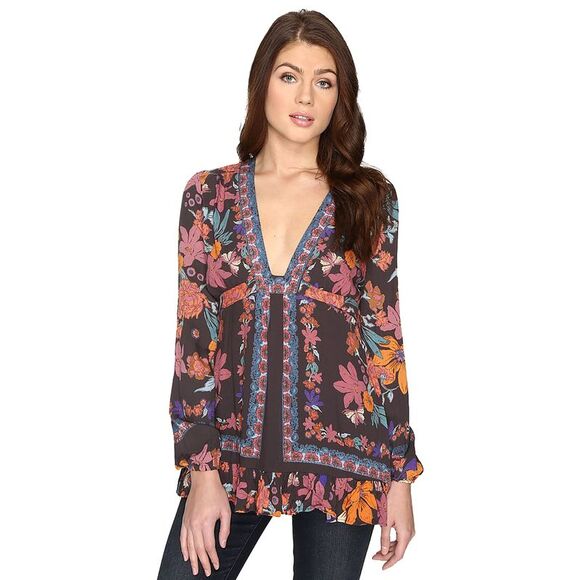 Free People Tops - Free People Women's Violet Hill Printed Tunic Black 6